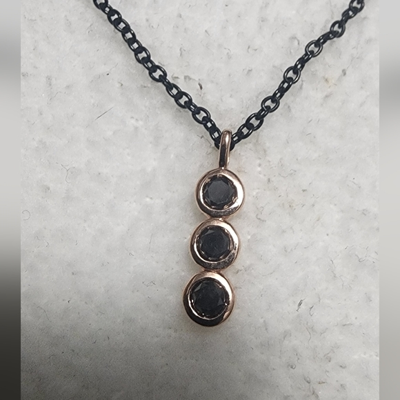 Kay, Bezel-Set Black Diamond, Rose Gold Drop Earrings & Necklace Set - Picture 5 of 8